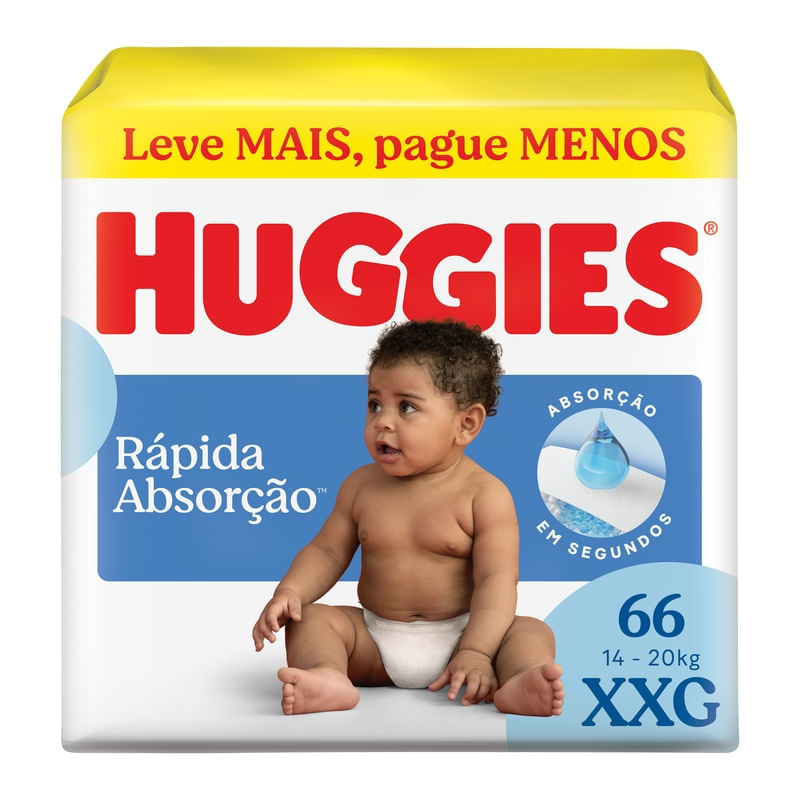 Huggies Rápida Absorção XXG · 66 unidades