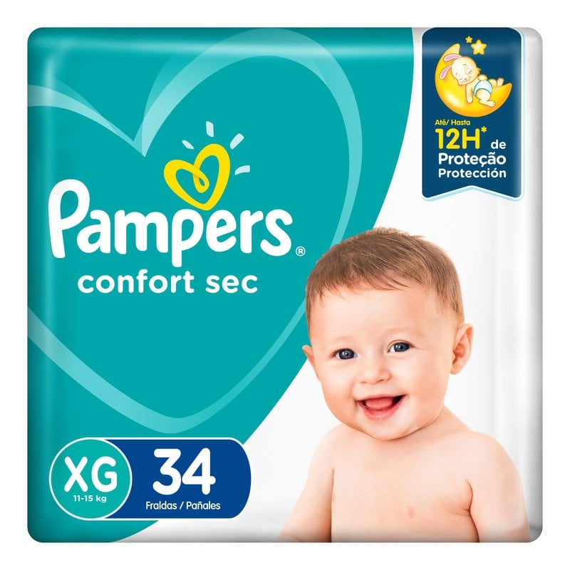 Pampers Confort Sec XG · 34 unidades