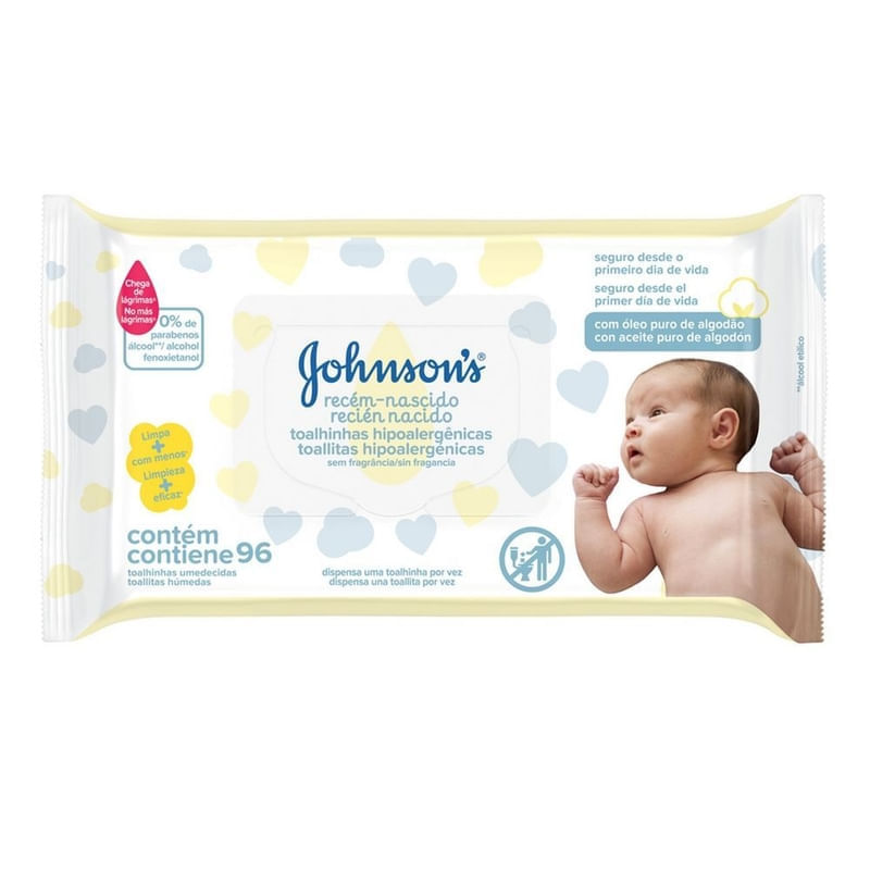 Johnson's Baby Recém-Nascido Sem Fragrância · 96 unidades